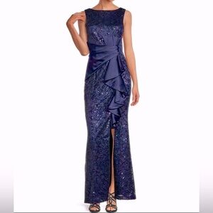 NWT Eliza J navy gown with sequin detail  size 10